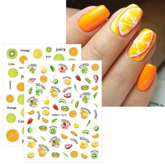 12 Sheets Fruit Nail Art Stickers Self Adhesive Decals