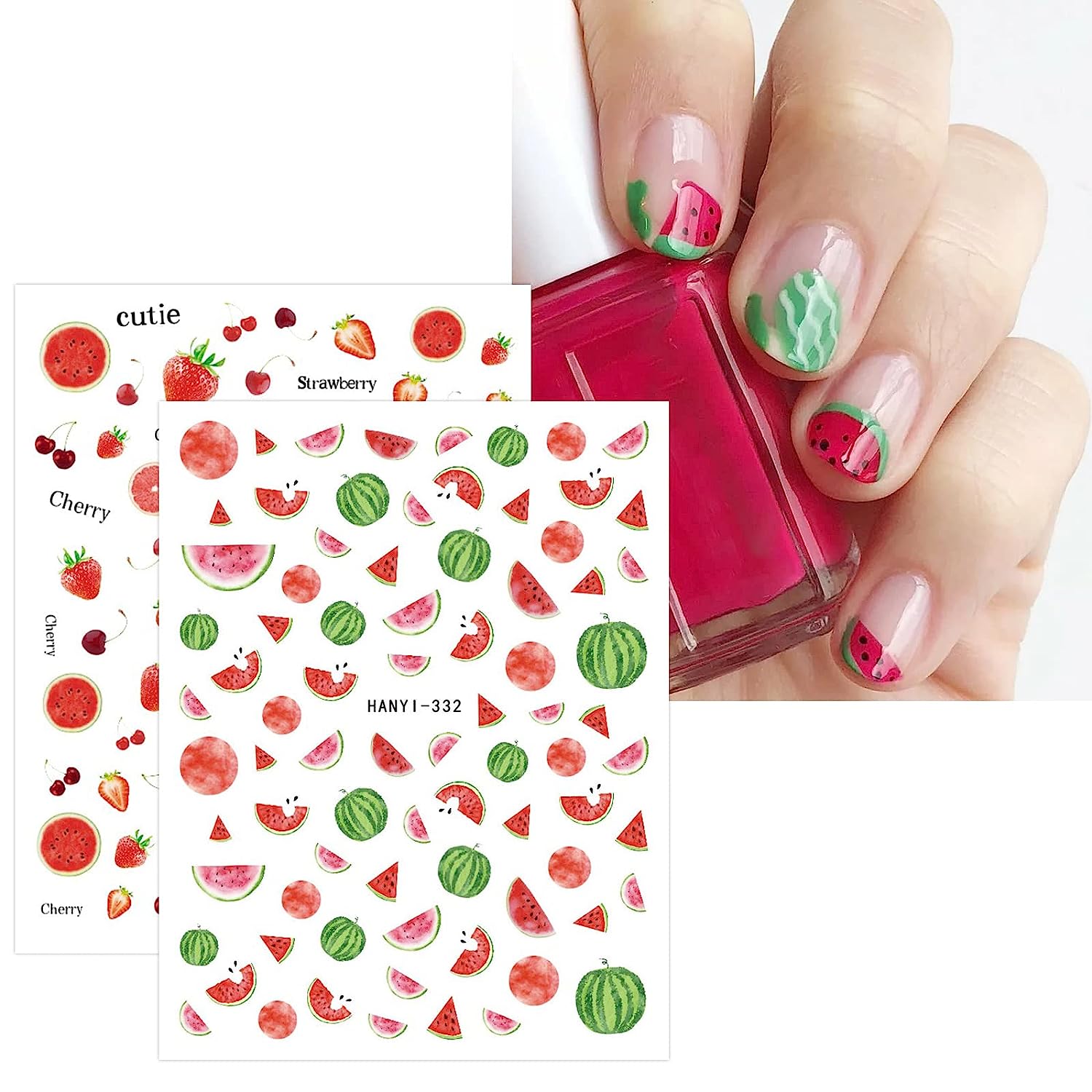 12 Sheets Fruit Nail Art Stickers Self Adhesive Decals