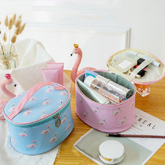Flamingo Pattern Makeup Handbag Zipper Portable Cosmetic Bag