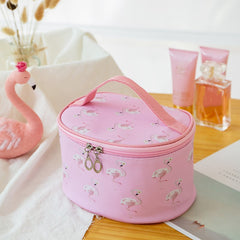 Flamingo Pattern Makeup Handbag Zipper Portable Cosmetic Bag