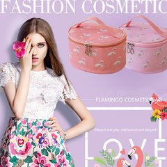 Flamingo Pattern Makeup Handbag Zipper Portable Cosmetic Bag