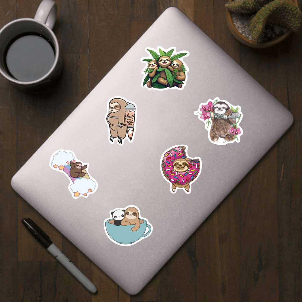 500pcs Sloth Animals Funny Stickers Pack Vinyl Sticker for Water B