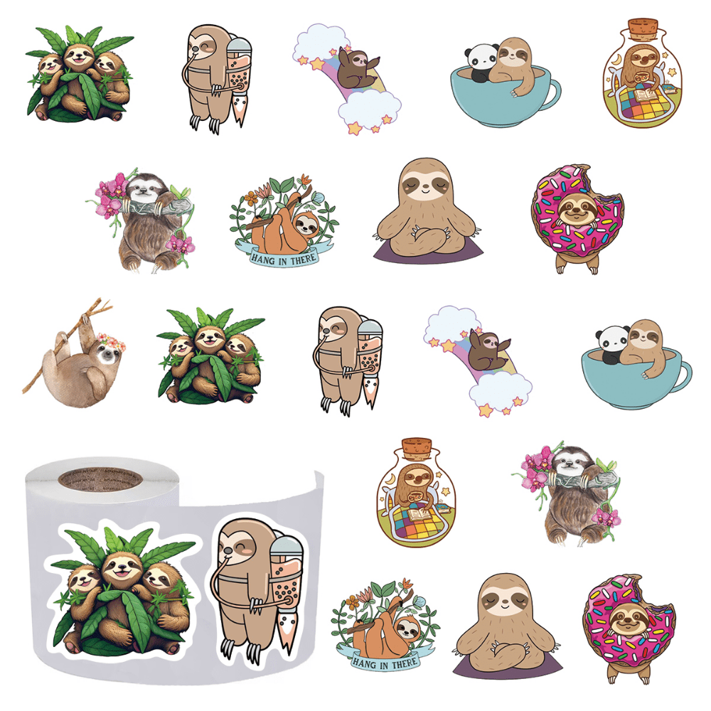 500pcs Sloth Animals Funny Stickers Pack Vinyl Sticker for Water B