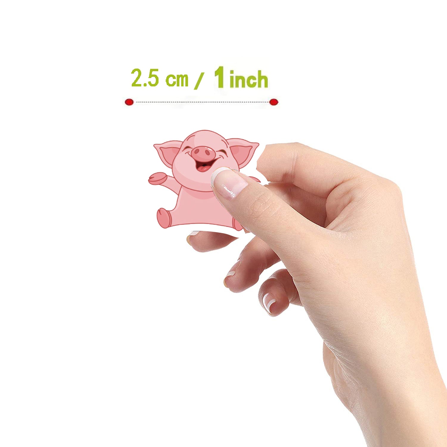 500 Cartoon Pig Self Adhesive Stickers DIY Animal Decoration 10 Patterns 2.54cm