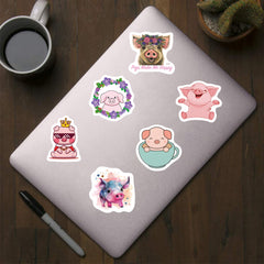 500 Cartoon Pig Self Adhesive Stickers DIY Animal Decoration 10 Patterns 2.54cm
