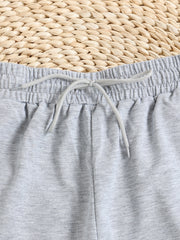  Casual Shorts Women's Plus Letter Print Elastic Drawstring