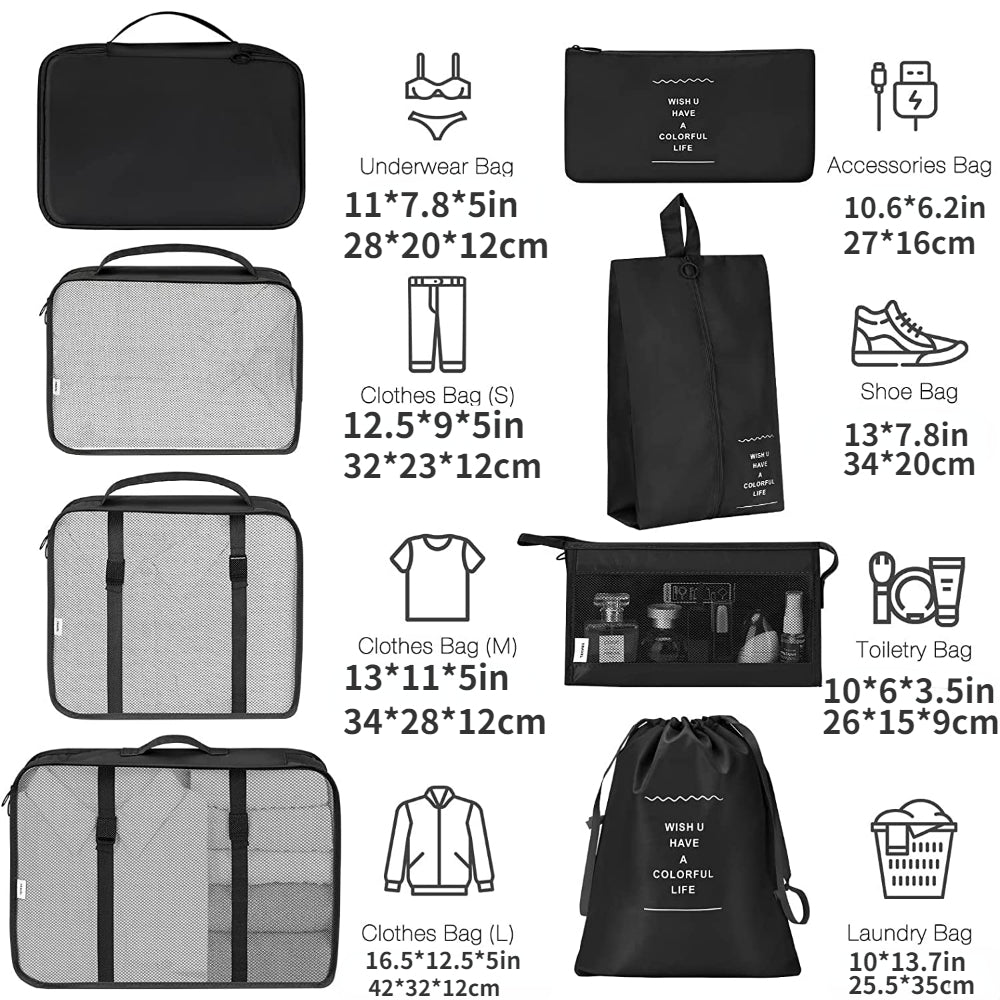 8 Pcs Travel Bag Sets Lightweight Luggage Bags Dustproof Organizers