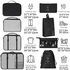 8 Pcs Travel Bag Sets Lightweight Luggage Bags Dustproof Organizers