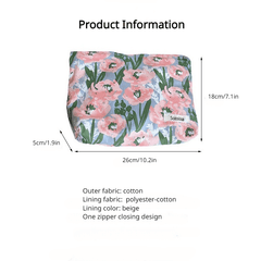 Floral Graphic Makeup Bag Soft and Roomy Toiletry Organizer