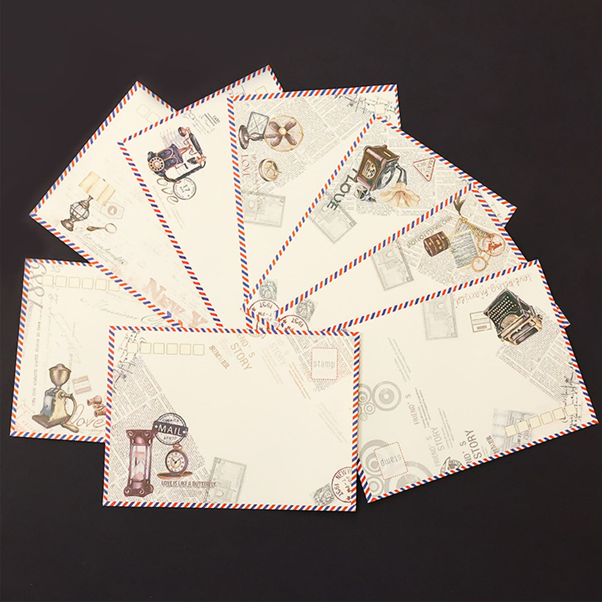 8pcs Vintage Aged Envelopes Retro Style Classic Design