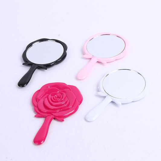 Vintage Rose Makeup Mirror With Handle Portable Travel Mirror