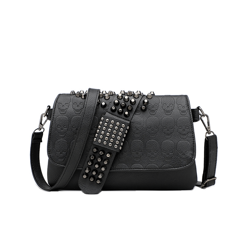 Gothic Skull Pattern Crossbody Bag Y2K Punk Flap Shoulder Bag