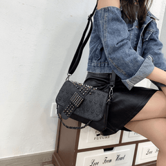 Gothic Skull Pattern Crossbody Bag Y2K Punk Flap Shoulder Bag