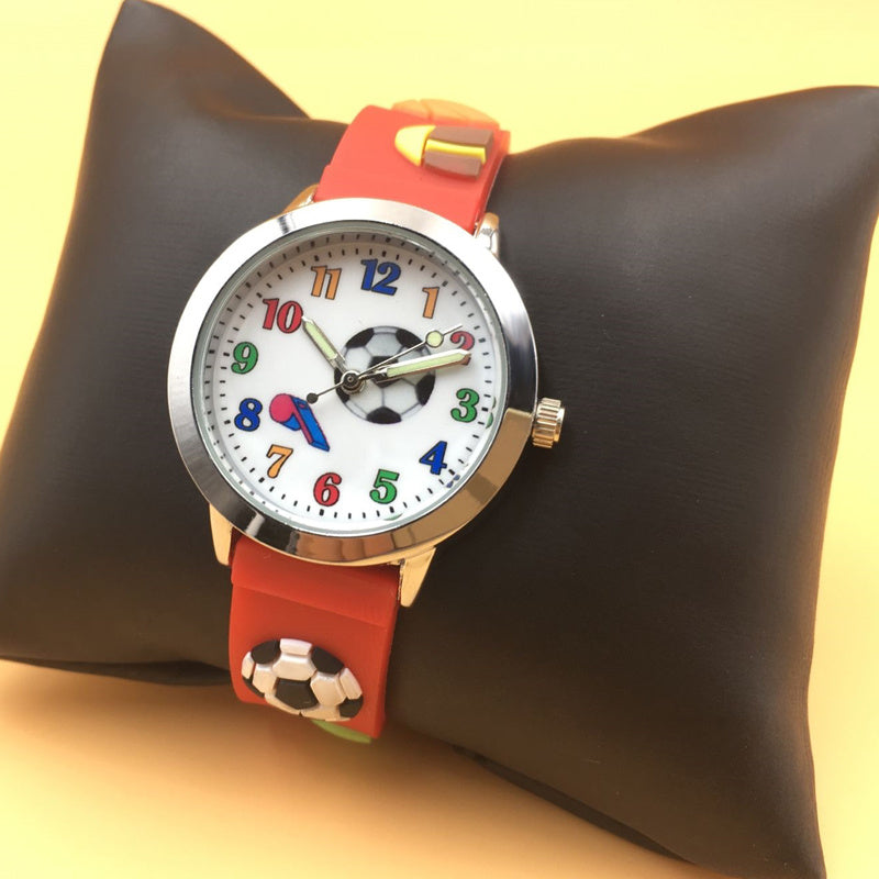 Kids Waterproof 3D Football Sports Watch Quartz Wristwatch