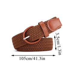 Knitted Pin Buckle Woven Canvas Elastic Stretch Belt Men