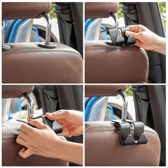 Car Rear Seat Hook Double Head Hanger Bag Storage Headrest Hanging Holder