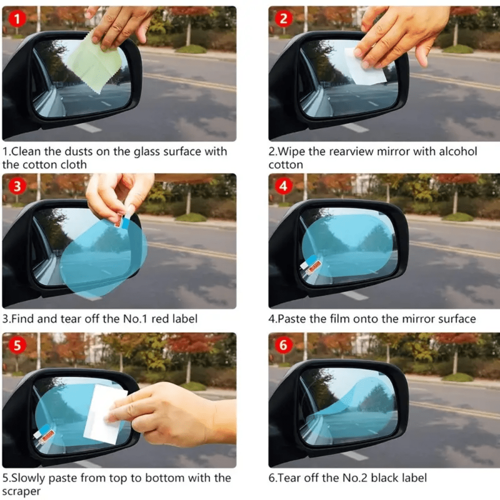 2pcs Car Anti Rain Clear Film Rear Lenses Protection Nozzle Waterproof Film