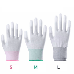 12Pairs Nylon PU Finger Coated Gloves Anti static Knitted Gloves