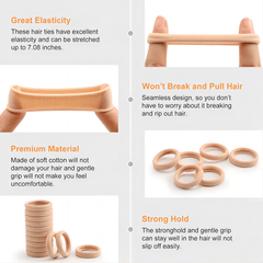 100PCS Seamless Thick Hair Elastic Hair Ties No Damage Ponytail Holder