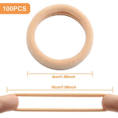 100PCS Seamless Thick Hair Elastic Hair Ties No Damage Ponytail Holder