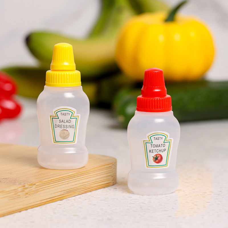 2pcs Mini Seasoning Bottle Tomato Sauce Vinegar Soy Sauce Bottle for Travel