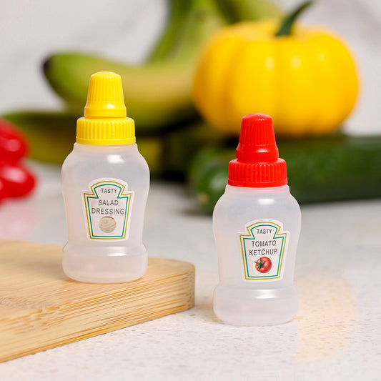 2pcs Mini Seasoning Bottle Tomato Sauce Vinegar Soy Sauce Bottle for Travel