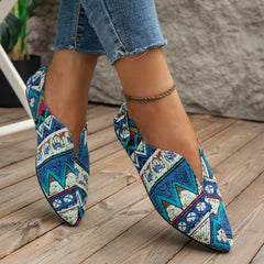 Women's Pointed Toe V-cut Flat Shoes Slip-on Summer Casual Sneakers