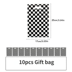 Checkered Party Supplies Disposable Plates, Tissues, Tablecloths, Gift Bags