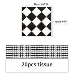 Checkered Party Supplies Disposable Plates, Tissues, Tablecloths, Gift Bags