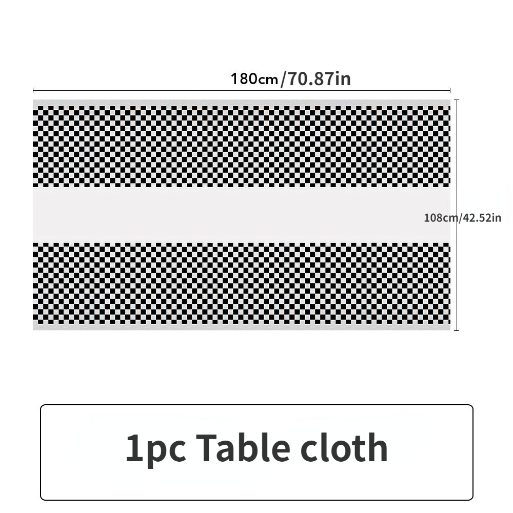 Checkered Party Supplies Disposable Plates, Tissues, Tablecloths, Gift Bags