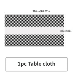 Checkered Party Supplies Disposable Plates, Tissues, Tablecloths, Gift Bags