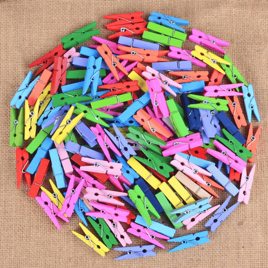 100pcs Wooden Clothespins With 10m Jute Twine Craft Clips