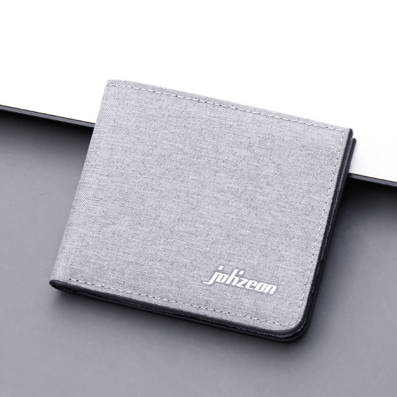 Men's Canvas Casual Short Wallet Large Capacity Card Holder Horizontal Wallet