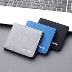 Men's Canvas Casual Short Wallet Large Capacity Card Holder Horizontal Wallet