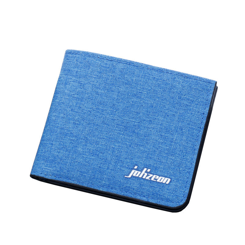 Men's Canvas Casual Short Wallet Large Capacity Card Holder Horizontal Wallet