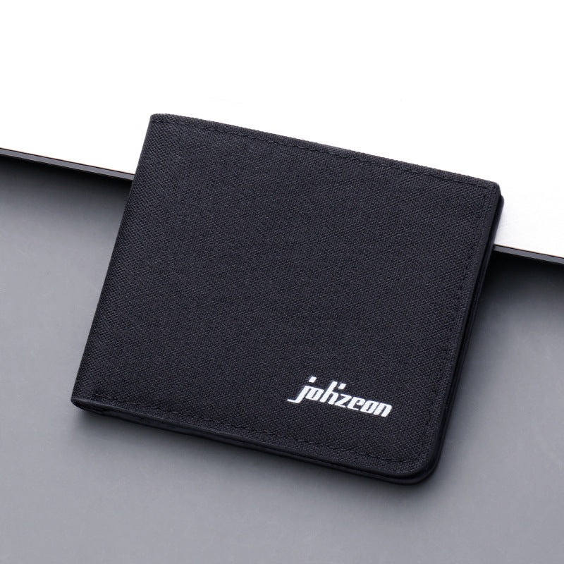 Men's Canvas Casual Short Wallet Large Capacity Card Holder Horizontal Wallet