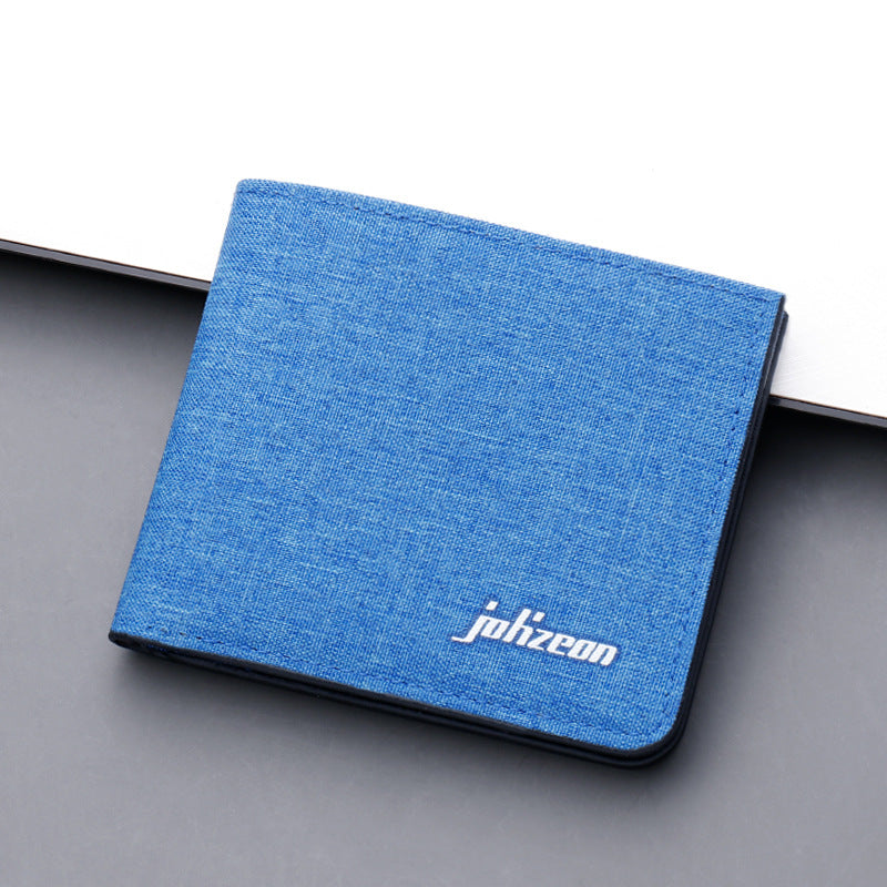 Men's Canvas Casual Short Wallet Large Capacity Card Holder Horizontal Wallet