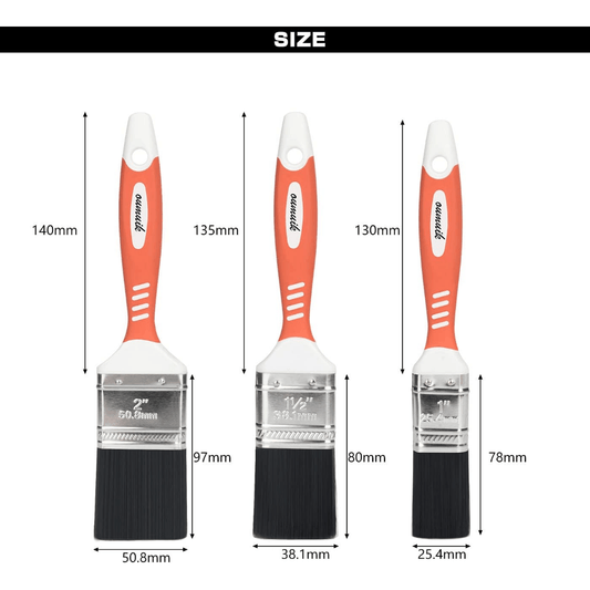 3pcs Flat Paint Brush Set 2.54x2.54x3.2.54x5.08cm