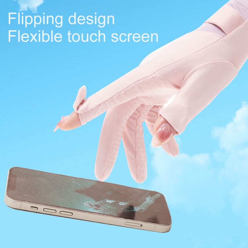 Ice Silk Sunscreen Gloves Touch Screen Non Slip Short Gloves