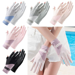 Ice Silk Sunscreen Gloves Touch Screen Non Slip Short Gloves