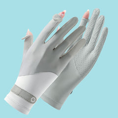 Ice Silk Sunscreen Gloves Touch Screen Non Slip Short Gloves