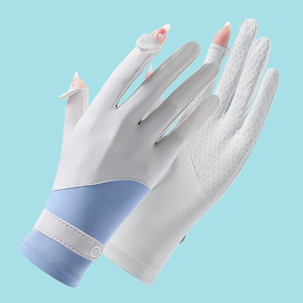 Ice Silk Sunscreen Gloves Touch Screen Non Slip Short Gloves