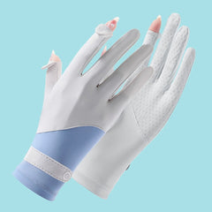 Ice Silk Sunscreen Gloves Touch Screen Non Slip Short Gloves
