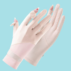 Ice Silk Sunscreen Gloves Touch Screen Non Slip Short Gloves