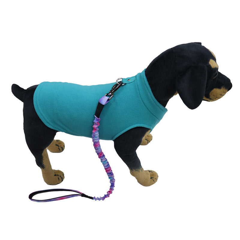 Cozy Fleece Dog Jacket with Leash Attachment for Small Dogs