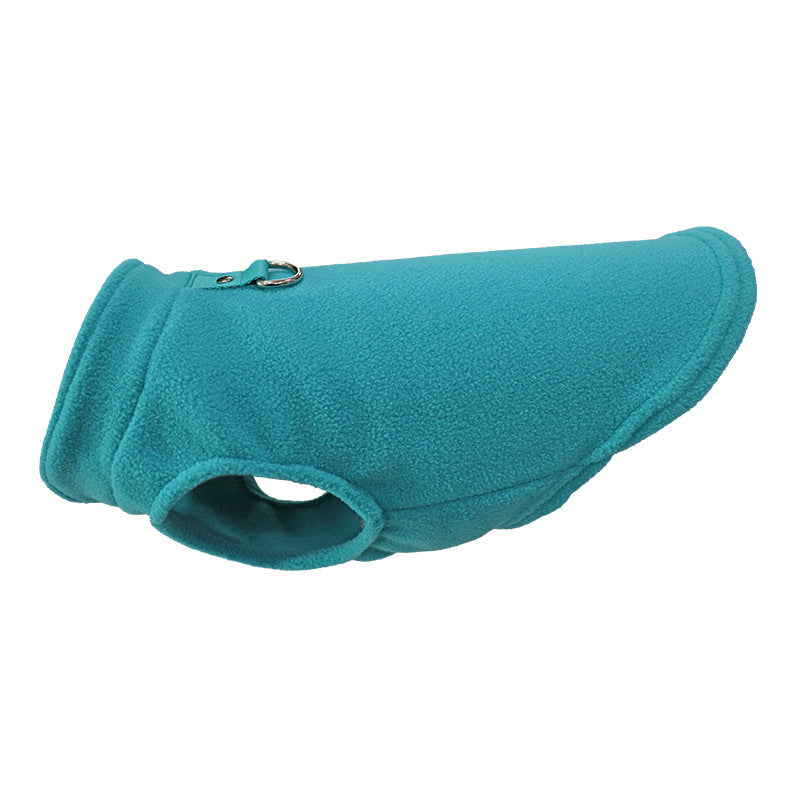 Cozy Fleece Dog Jacket with Leash Attachment for Small Dogs