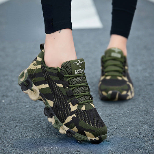 Men's Army Green Lace Up Sneakers Casual Outdoor Walking Shoes