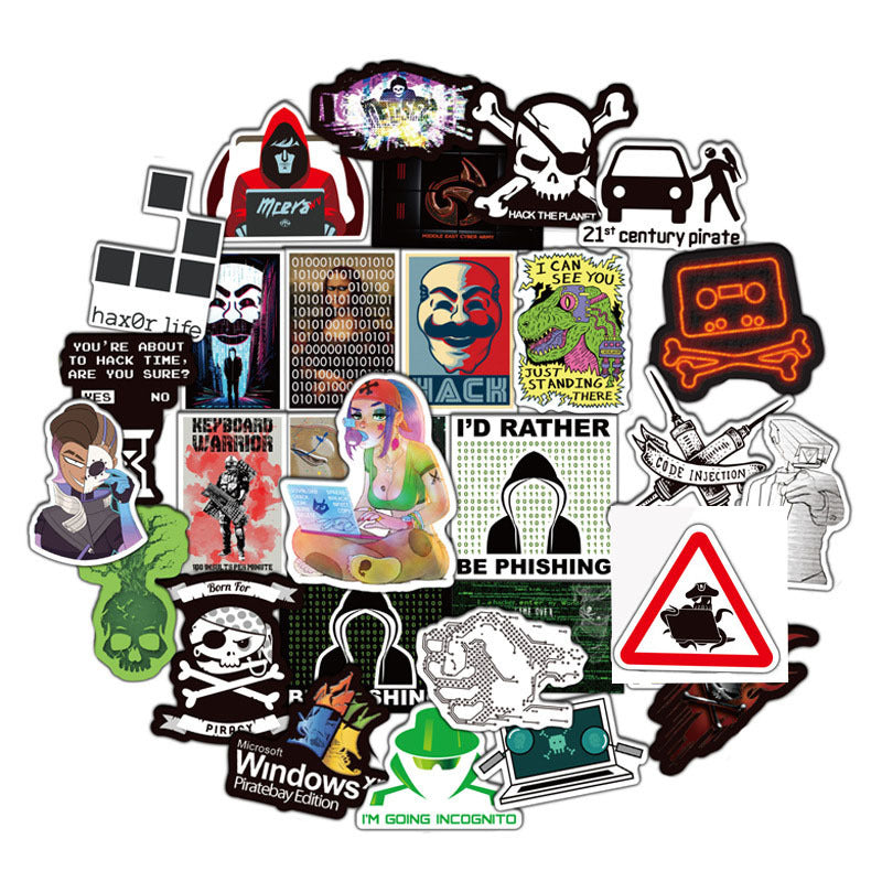 50pcs Hacker Series Stickers for Laptop Motorcycle Skateboard Waterproof