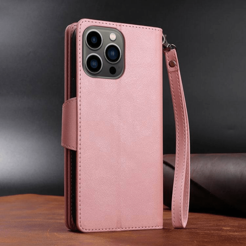 Large Capacity Cell Phone Case Credit Card Holder 9 Slots Purse Wallet