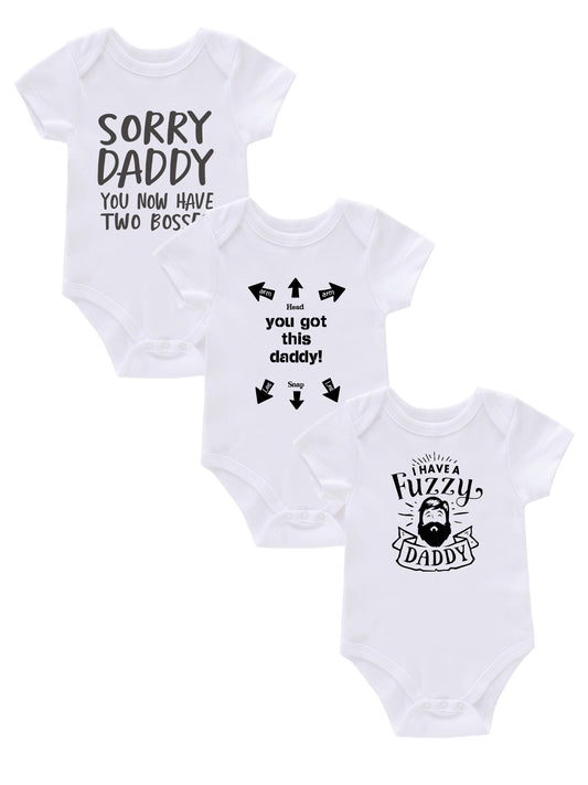 3pcs Comfy Bodysuit Set with Creative Letter Print